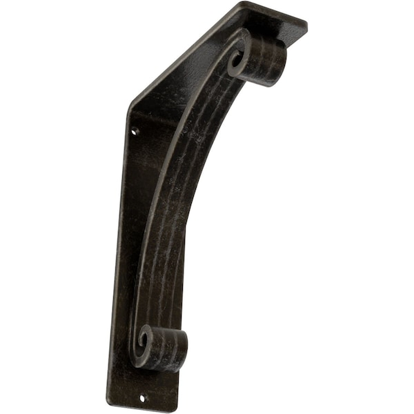 Ekena Millwork Legacy Wrought Iron Bracket, (Triple center brace), Antiqued Warm Silver 2"W x 5 1/2"D x 8"H BKTM02X05X08TLEAWS - main